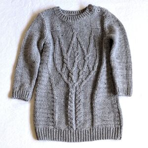 joe fresh chunky gray cable knit sweater dress 18-24 months baby toddler girls